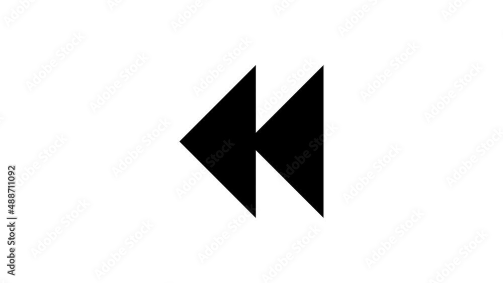 Animation of rewind symbol on white transparent background with alpha channel. Animation of rewind symbol on white transparent background with alpha channel.