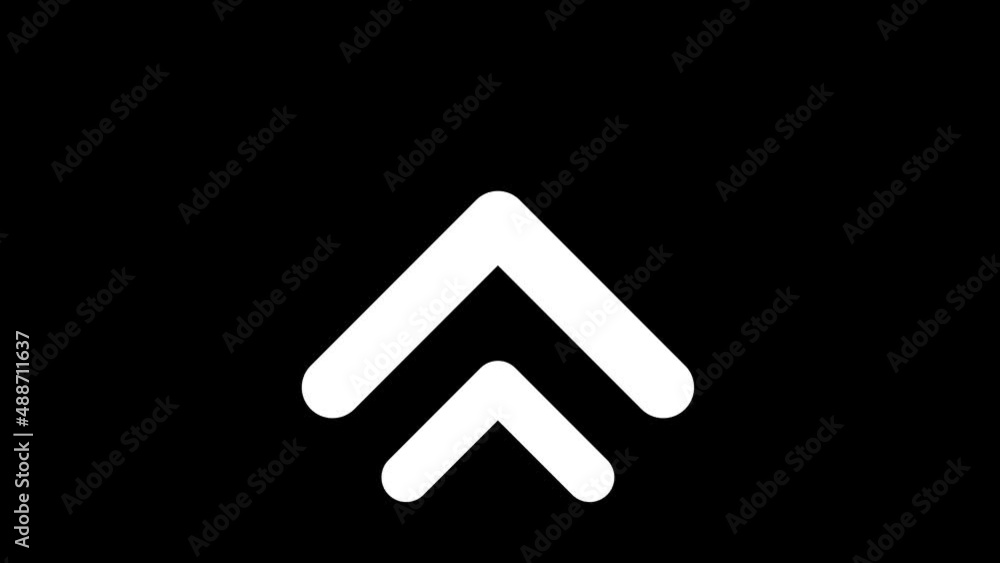 Animation of swipe up arrow icon, arrow animation on white transparent background with alpha channel.