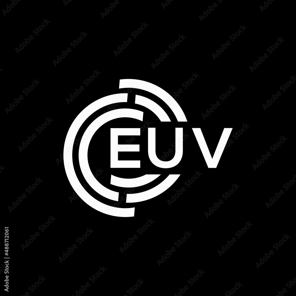 EUV letter logo design on black background. EUV creative initials letter logo concept. EUV letter design. EUV letter logo design on black background. EUV creative initials letter logo concept. EUV letter design.
