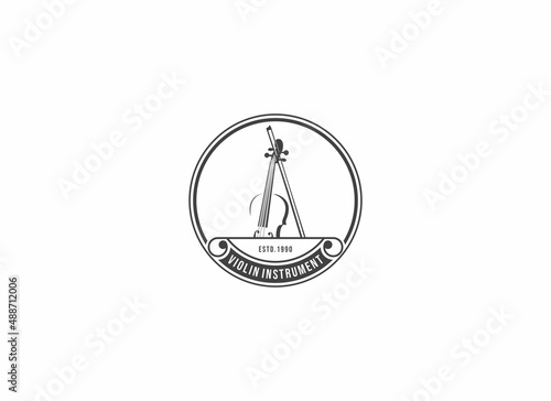 violin instrument illustration logo in white background