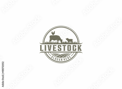 livestock logo template vector in white background