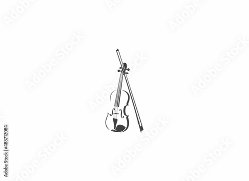 violin instrument illustration logo in white background