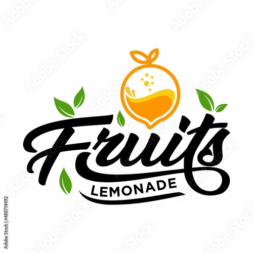 Fruit Juice Fresh sticker emblem logo design