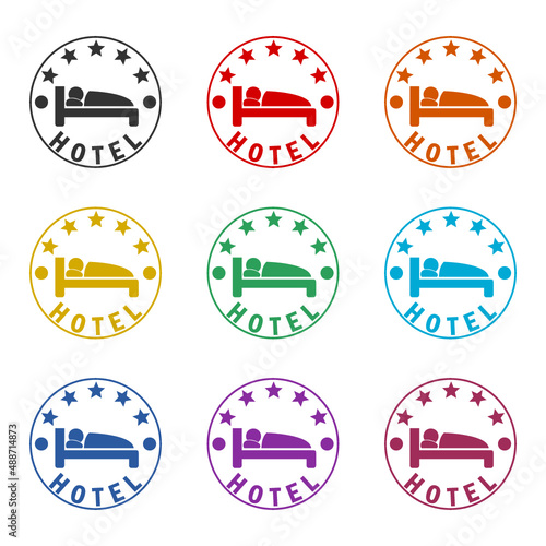 Hotel five stars icon or logo, color set