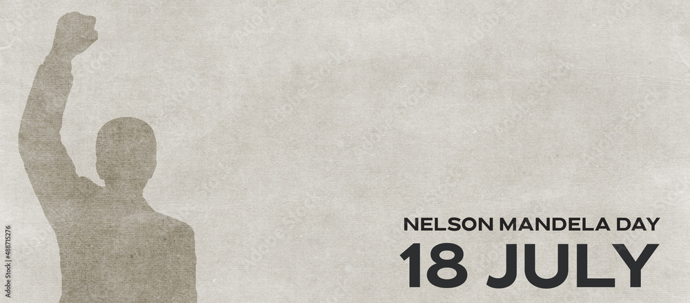 18 July Nelson Mandela Day banner design with copy space.  - obrazy, fototapety, plakaty 
