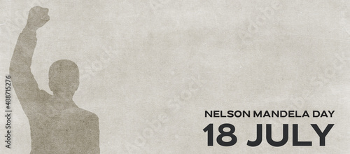18 July Nelson Mandela Day banner design with copy space.  photo