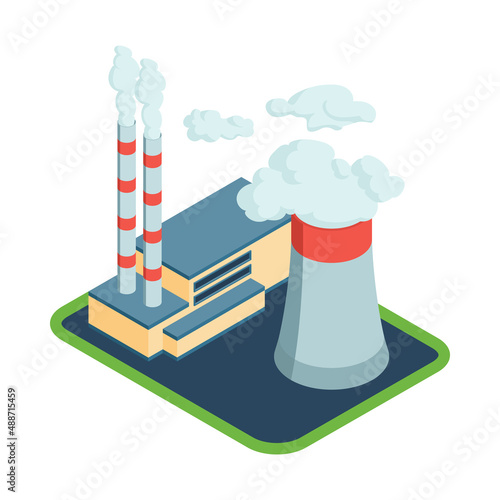 Factory Buildings Isometric Composition
