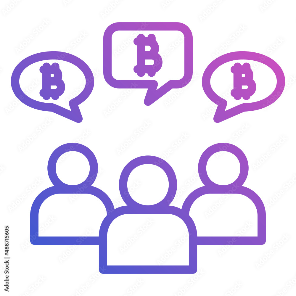 Forum bitcoin chat line gradient icon. Can be used for digital product, presentation, print design and more.
