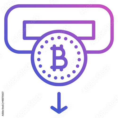 Withdraw bitcoin line gradient icon. Can be used for digital product, presentation, print design and more.