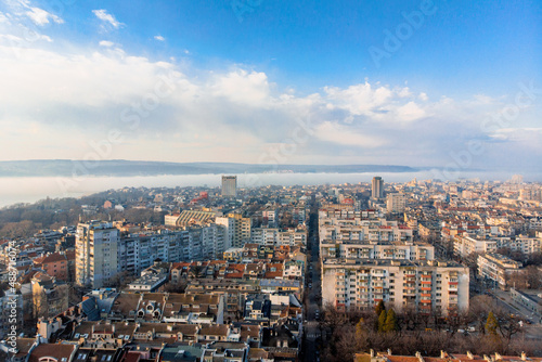 Mist over Varna - a cityscape with the sea and clouds