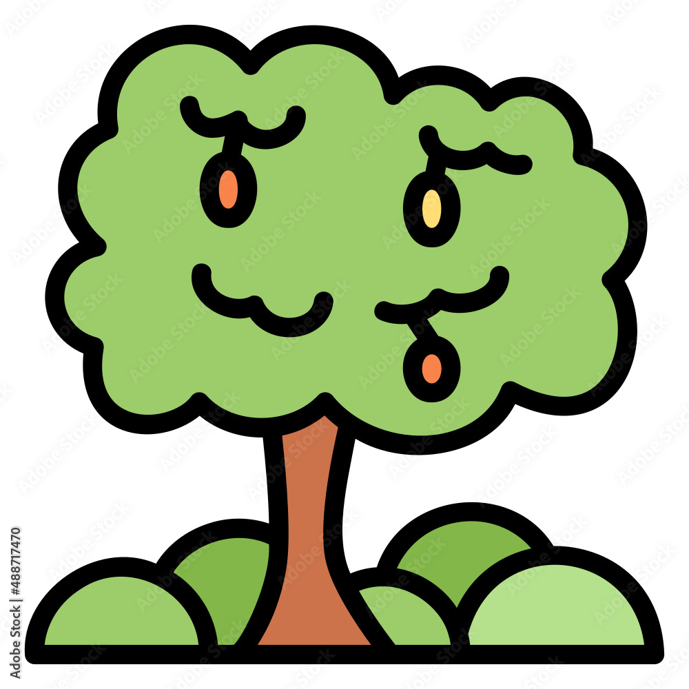 Fruit tree filled line color icon. Can be used for digital product, presentation, print design and more. Fruit tree filled line color icon. Can be used for digital product, presentation, print design and more.