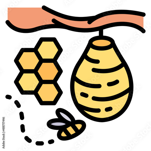 Bee hive filled line color icon. Can be used for digital product, presentation, print design and more.