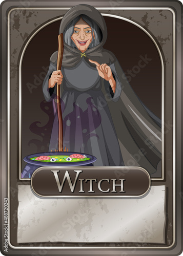 Old witch character game card template