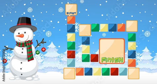 Snake and ladders game template in Christmas theme