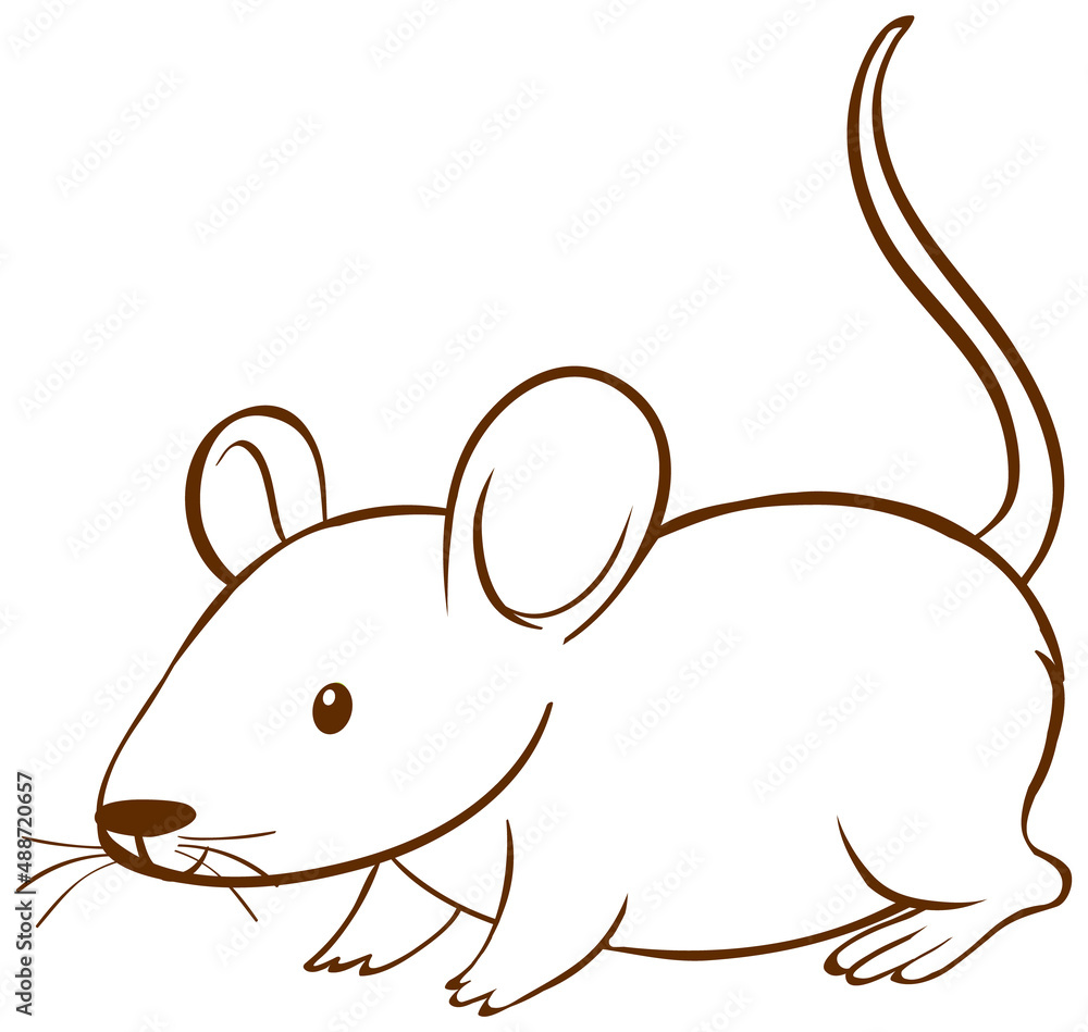 Rat in doodle simple style on white background Rat in doodle simple style on white background