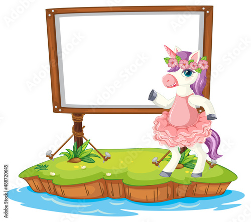 Fantasy unicorn with empty board