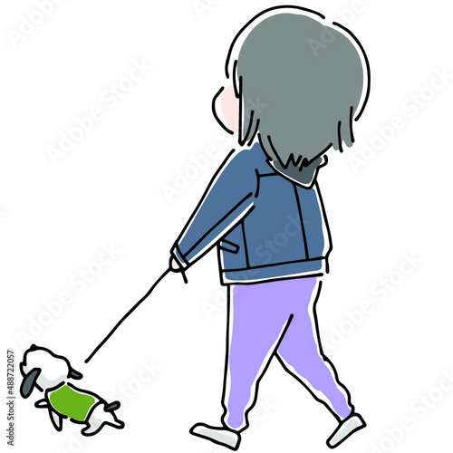 犬の散歩をする人