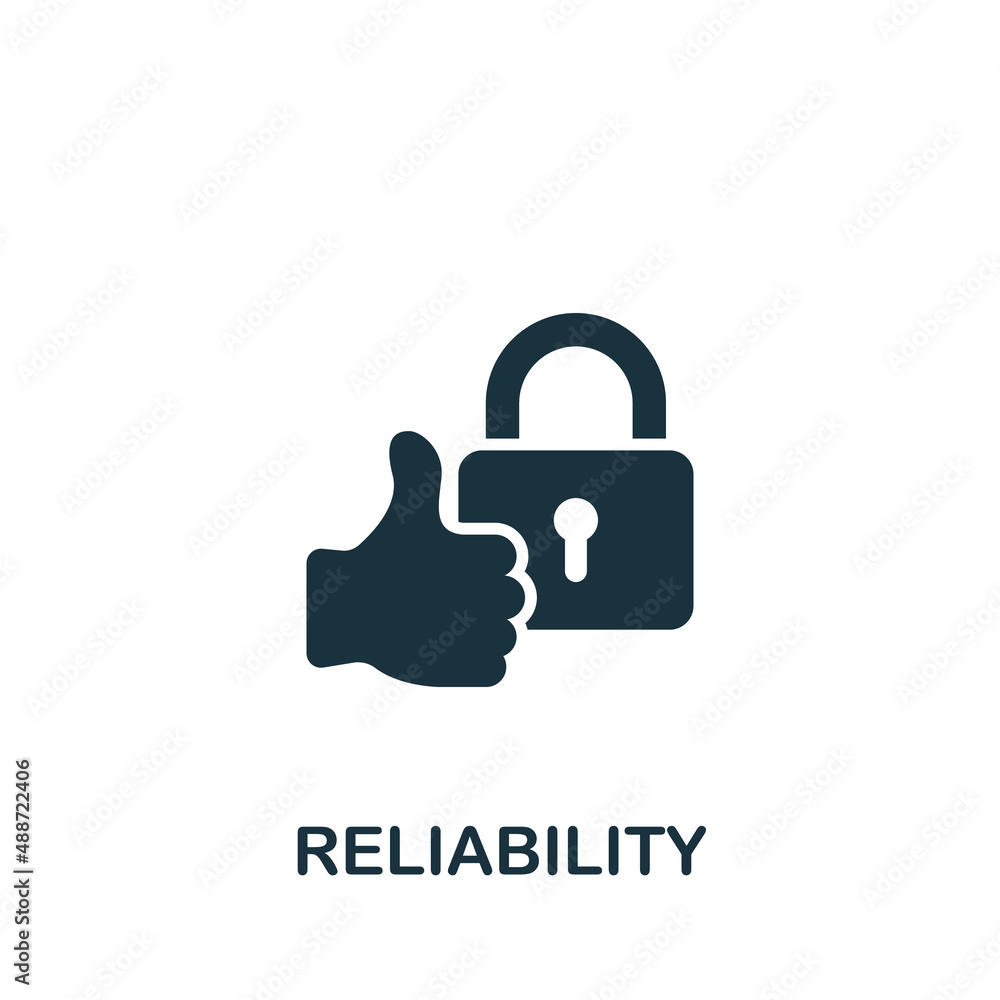 Reliability icon. Monochrome simple icon for templates, web design and infographics Reliability icon. Monochrome simple icon for templates, web design and infographics