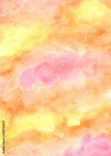 Colorful evening light on the sky watercolor background for decoration on summer and Autumn season.