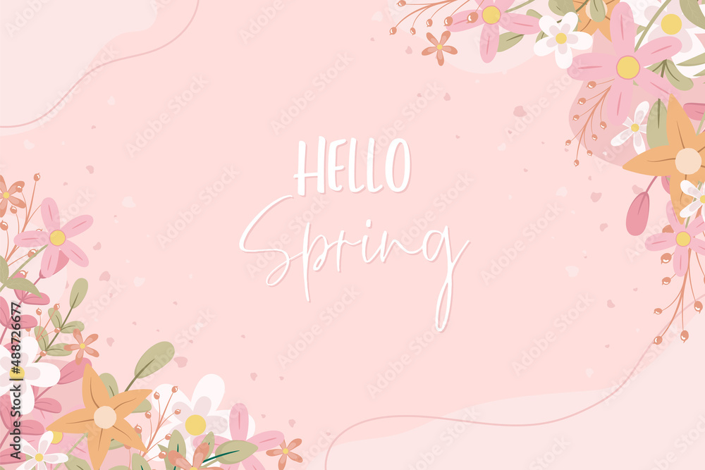 Beautiful hand drawn spring flower background Beautiful hand drawn spring flower background