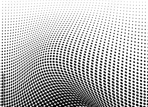 Black and white halftone texture flowing wave