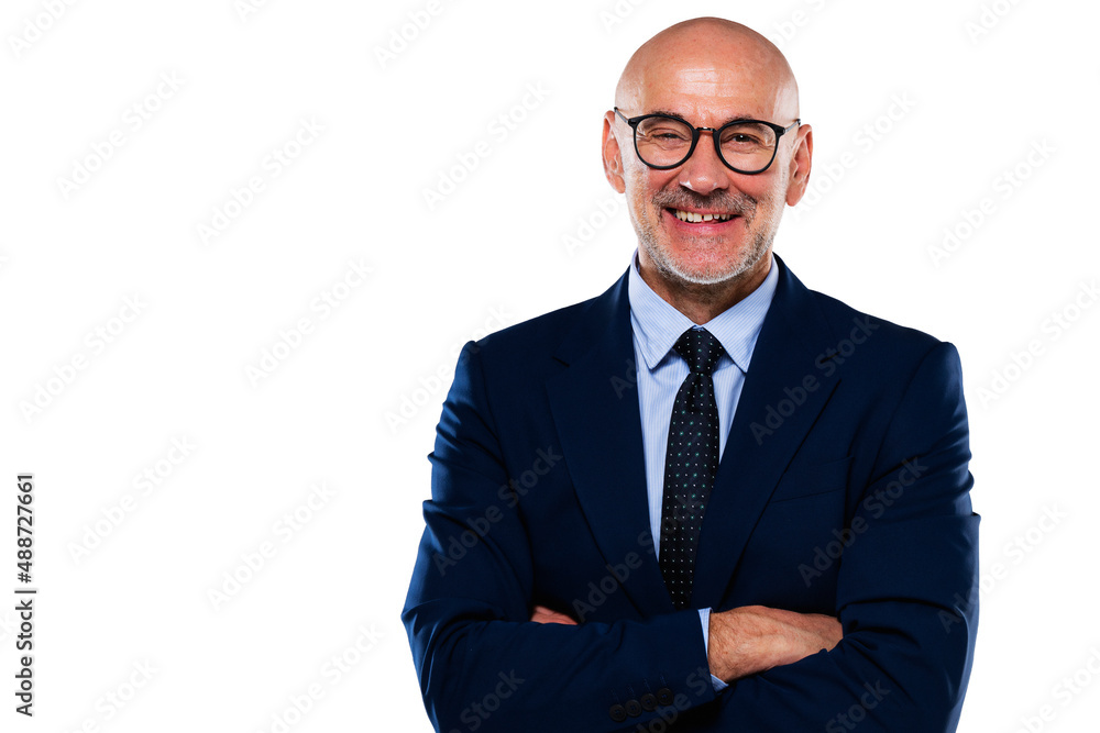 Middle aged businessman wearing suit and tie while standing at isolated background Middle aged businessman wearing suit and tie while standing at isolated background