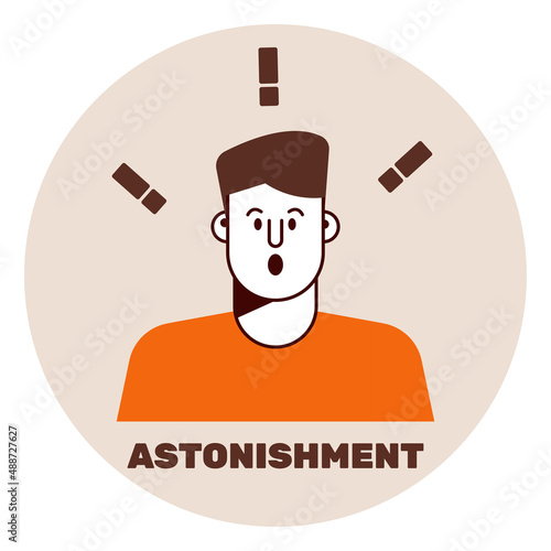 Surprise emotion icon. Surprised man. Astonishment