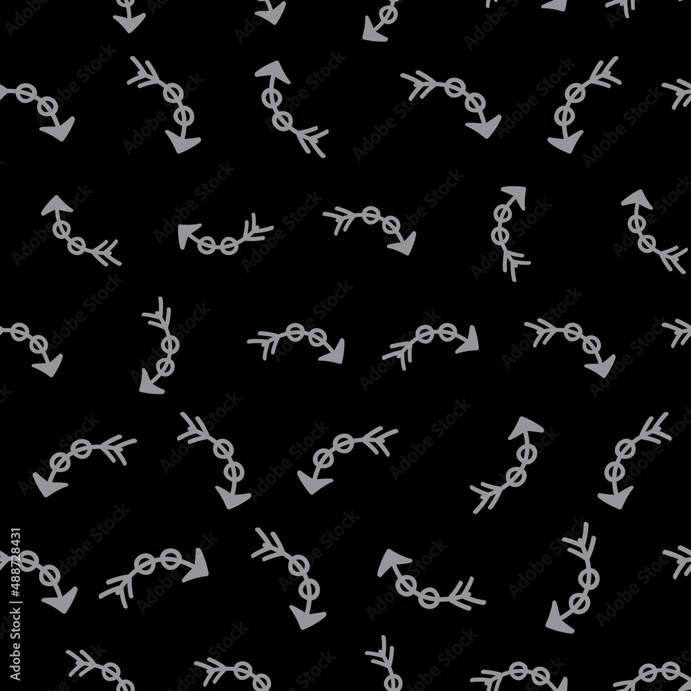 Fototapeta premium Gray arrows on black background vector seamless repeat pattern print