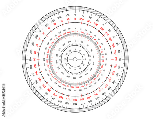 Measuring circle scale. Level indicator, measurement acceleration, circular meter, round meter