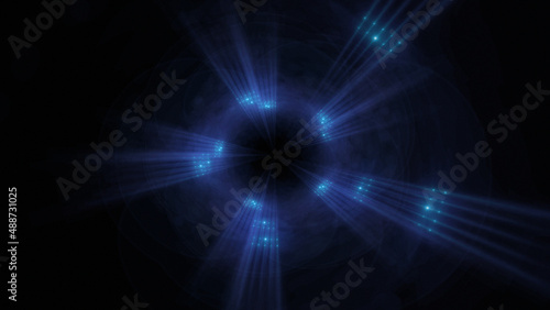 Bright abstract background with leaks. Blurred lighting tunnel. Magic portal. Vivid sphere lens