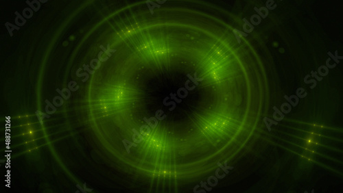 Bright abstract background with leaks. Blurred lighting tunnel. Magic portal. Vivid sphere lens