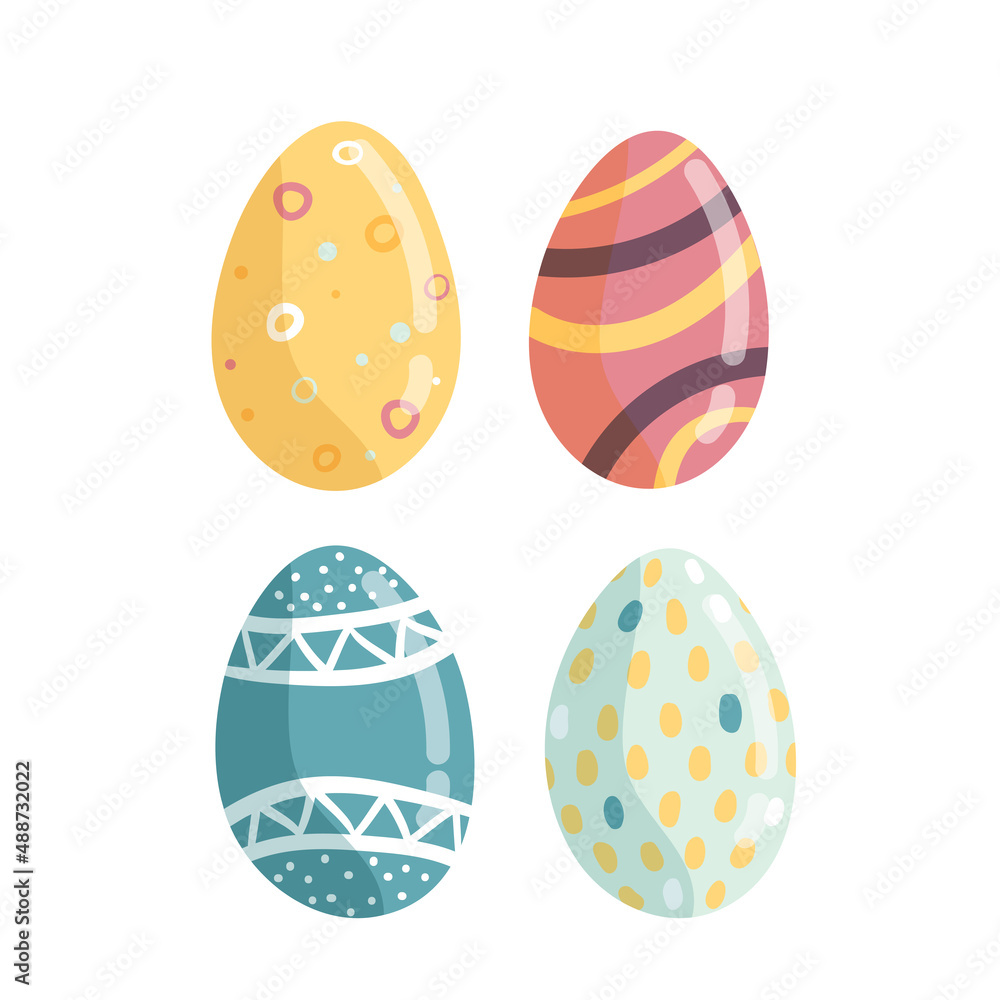 set of Easter eggs isolated on white