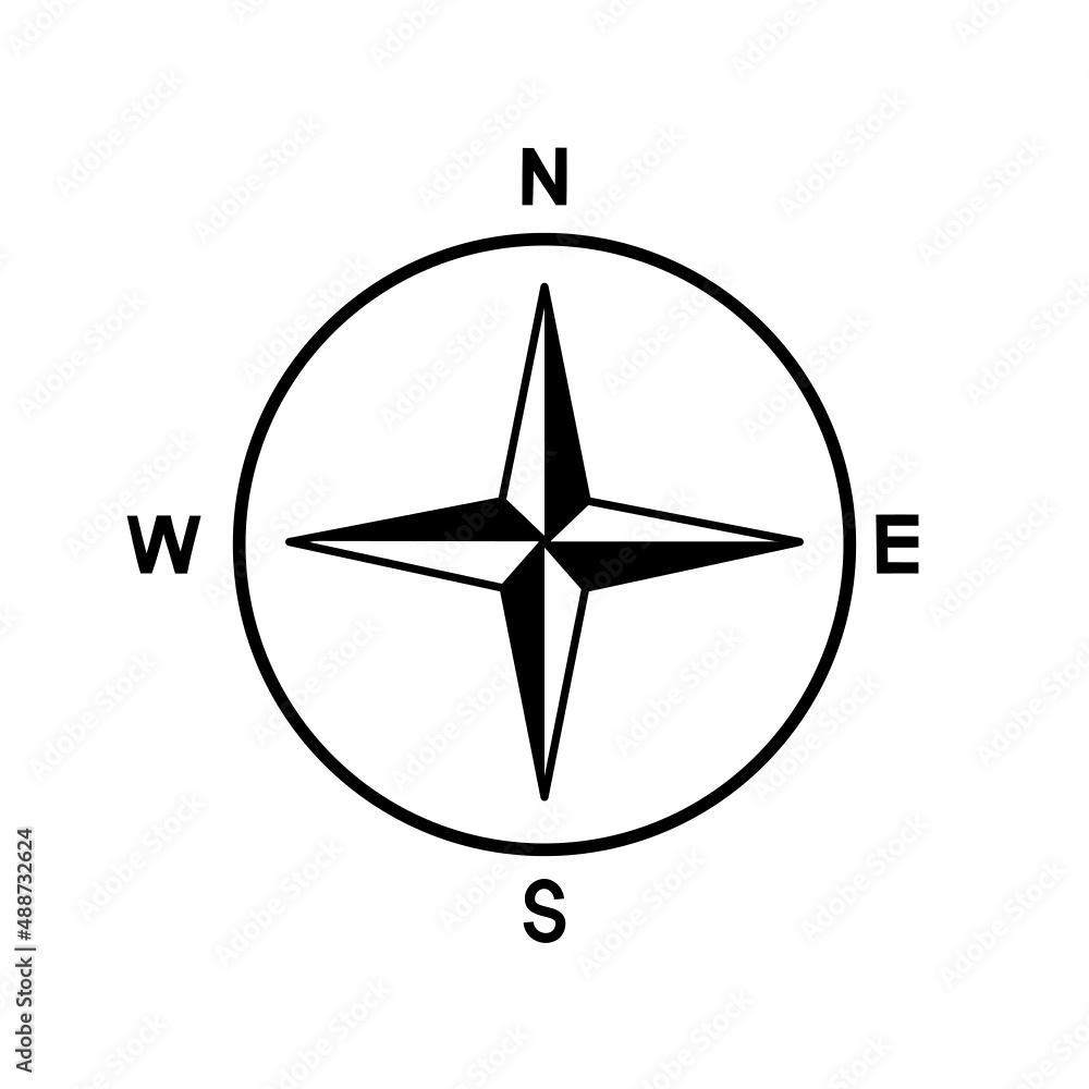 Compass icon on white background. Compass icon on white background.