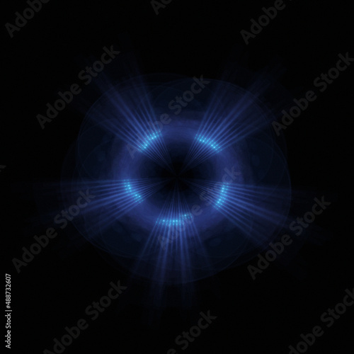 Bright abstract background with leaks. Lighting tunnel. Magic portal. Vivid sphere lens