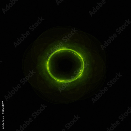 Bright abstract background with leaks. Lighting tunnel. Magic portal. Vivid sphere lens