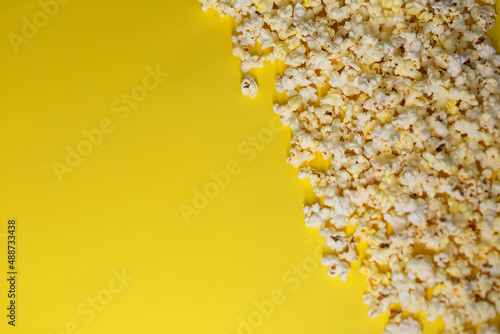 Popcorn texture on a yellow background