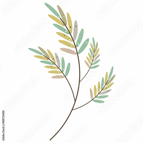 twigs and leaves flat pastel cartoon cute design