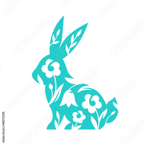 Laser cut Easter bunny rabbit with floral pattern for cutting