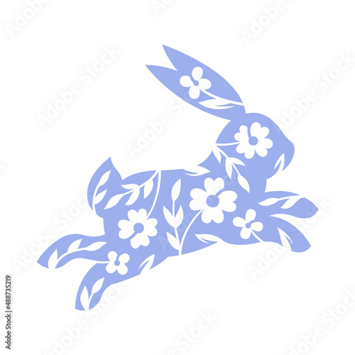 Laser cut Easter bunny rabbit with floral pattern for cutting