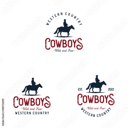 Cowboy wild west rodeo vintage logo