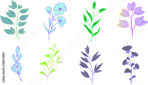 printable watercolour floral branches with leaves vector 