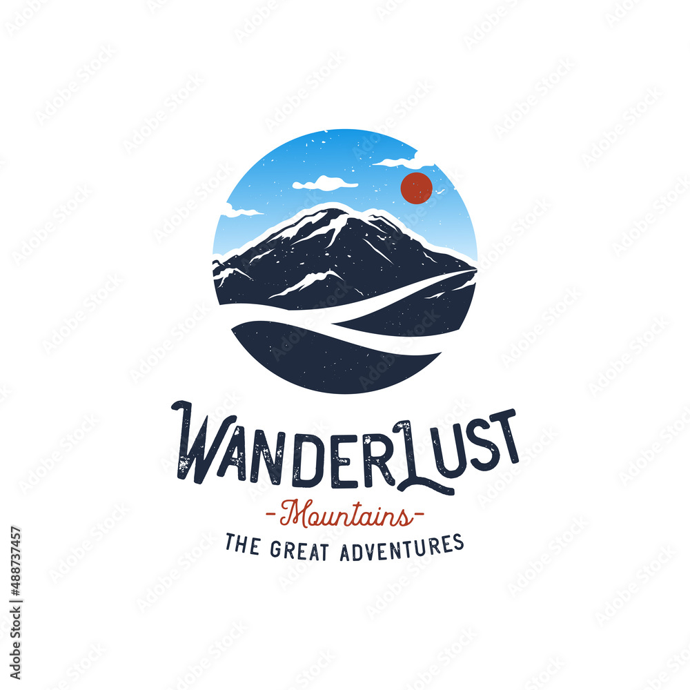 Obraz premium Mountain night logo design vector illustration