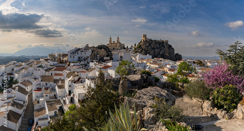 panorama view of the picturesque whitewashed village of Olvera in Andalusia