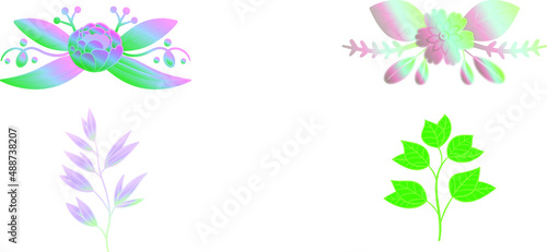 Watercolour botanical elements png and vector