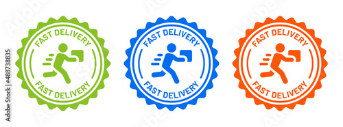 Fast delivery icon symbol badge. Deliver symbol vector illustration.