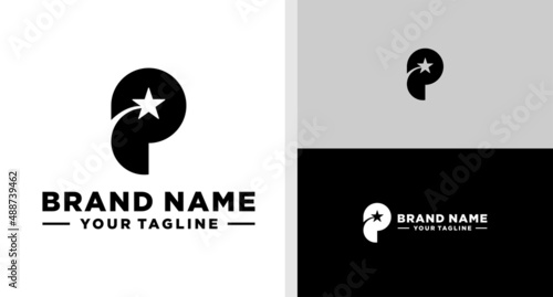 LETTER P LOGO STAR SIMPLE EDITABLE