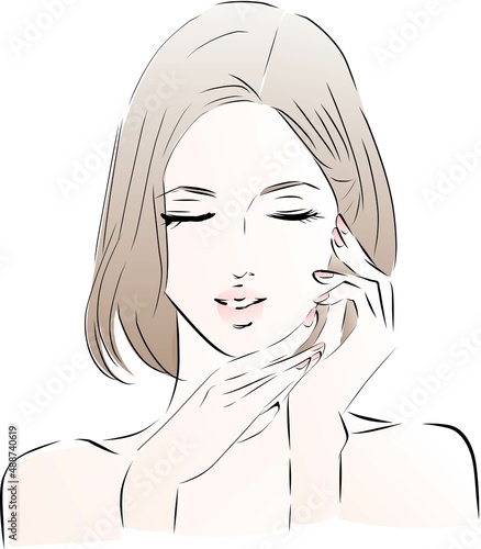 美肌を実感して喜ぶ女性