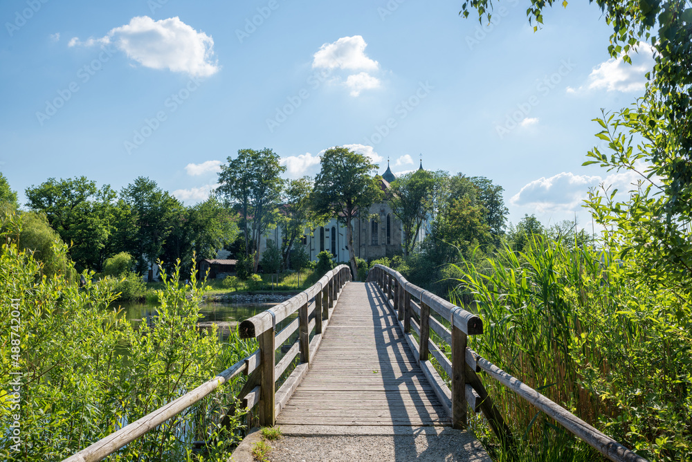 bridge over the lake to Seeon cloister, tourist destination bridge over the lake to Seeon cloister, tourist destination