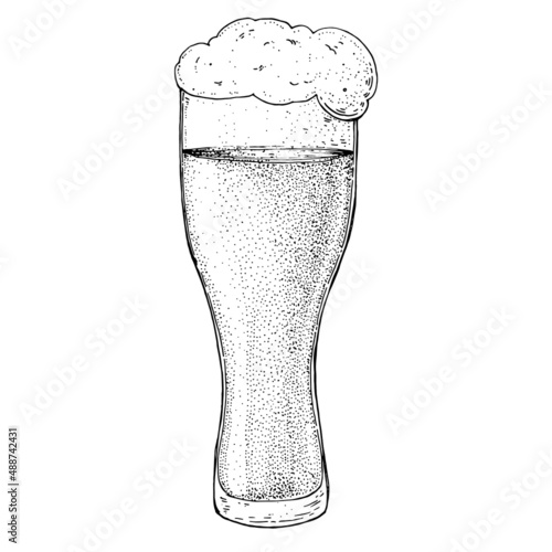 Glass of beer sketch. Hand drawn vector illustration.