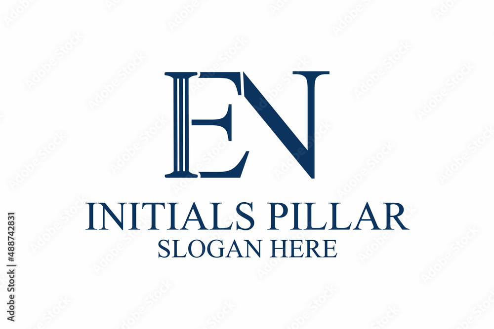legal pillar logo, initial letter e/n. premium vector legal pillar logo, initial letter e/n. premium vector